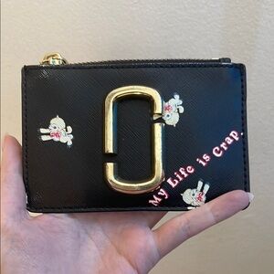 Marc Jacobs Magda Archer Black Card Holder with Gold Logo